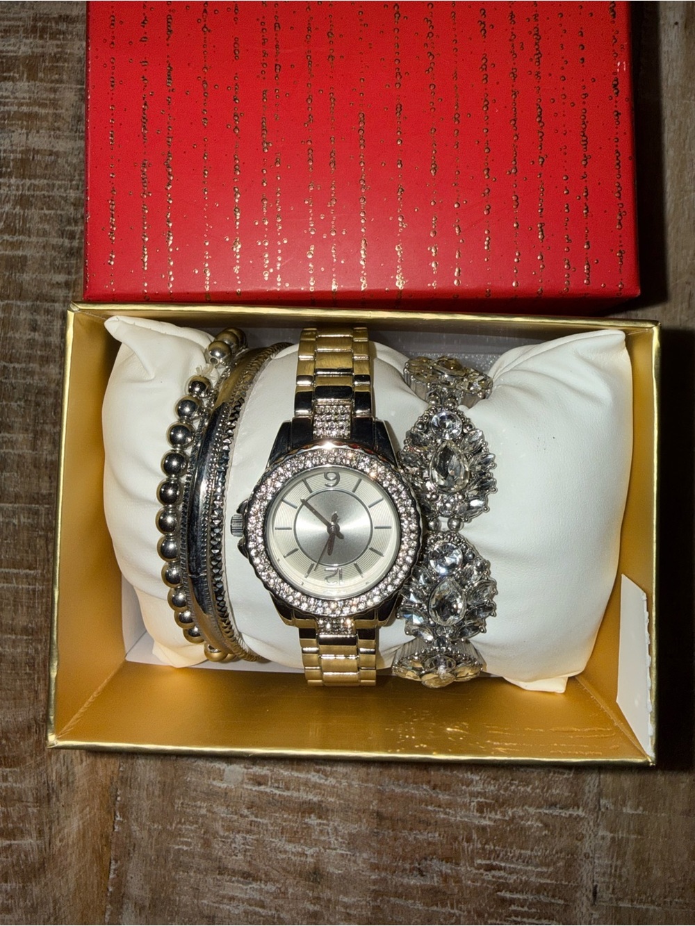 Source Unknown Gold and Silver-Tone Crystal Women's Watch Set